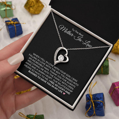 To The Best Mother-In-Law | Lucky and Blessed | Forever Love Necklace - Gift for Mother's Day, Wedding, Birthday, Holidays - ALL4THEGIFTOFIT