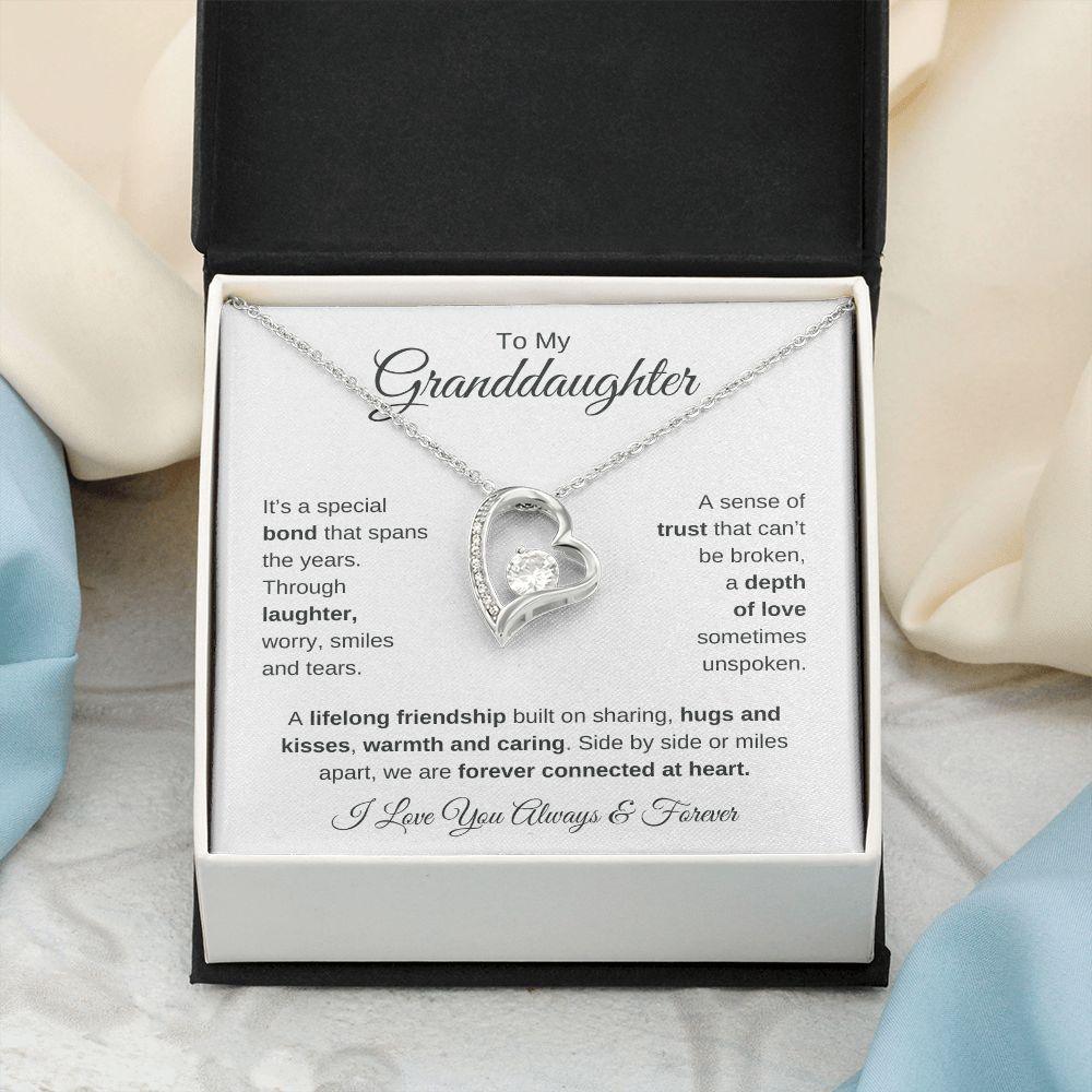 To My Granddaughter | Forever Connected at Heart | Forever Love Necklace - Gift for Birthday, Holidays, Just Because - ALL4THEGIFTOFIT
