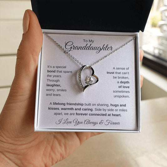 To My Granddaughter | Forever Connected at Heart | Forever Love Necklace - Gift for Birthday, Holidays, Just Because - ALL4THEGIFTOFIT
