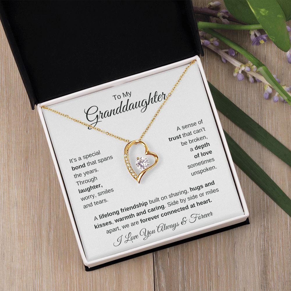 To My Granddaughter | Forever Connected at Heart | Forever Love Necklace - Gift for Birthday, Holidays, Just Because - ALL4THEGIFTOFIT