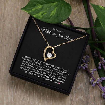 To The Best Mother-In-Law | Lucky and Blessed | Forever Love Necklace - Gift for Mother's Day, Wedding, Birthday, Holidays - ALL4THEGIFTOFIT