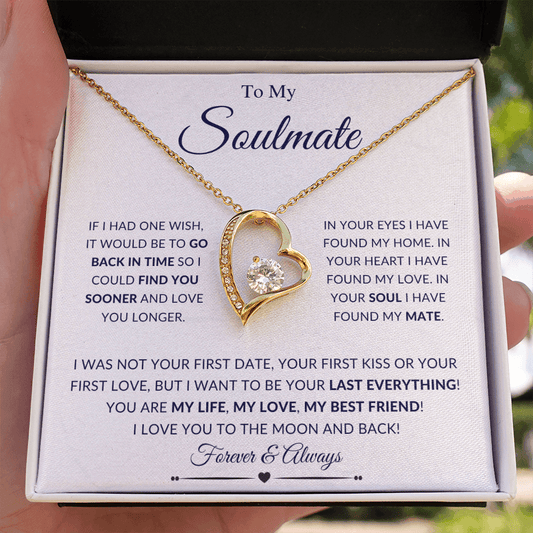 To My SOULMATE | I Love You To The Moon & Back | Forever Love Necklace - Gift for Wife, Fiancée, Girlfriend - ALL4THEGIFTOFIT