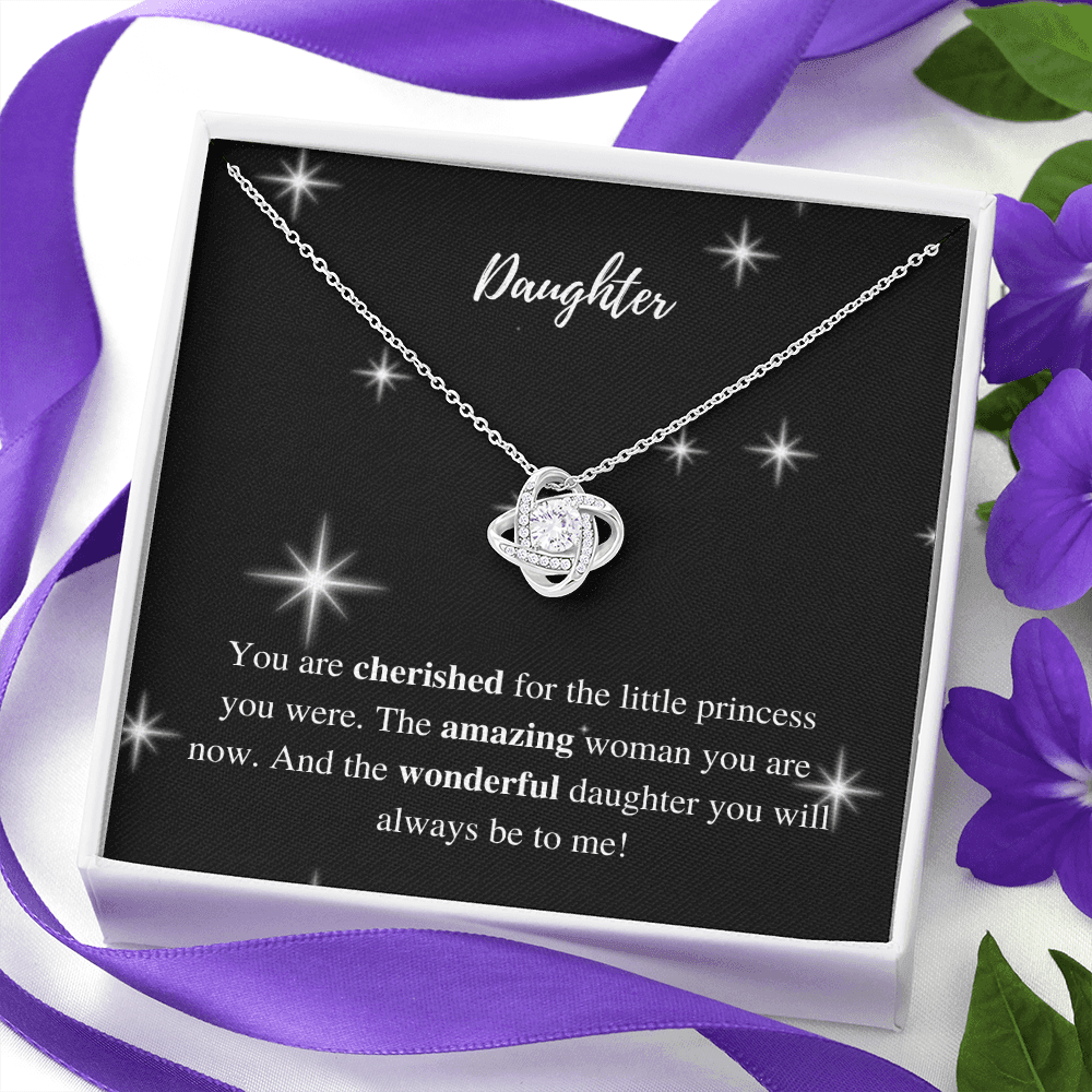 Daughter | You are Cherished | Love Knot Necklace - ALL4THEGIFTOFIT