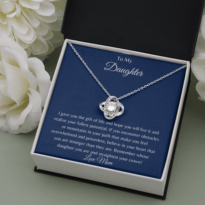 To My Daughter | You are Strong | Love Knot Necklace - ALL4THEGIFTOFIT