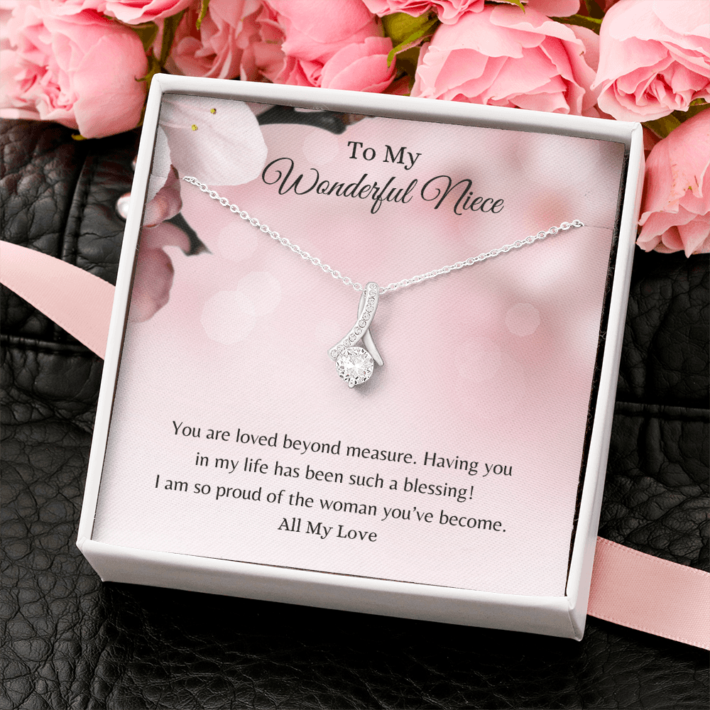 To My Wonderful Niece | You are Loved Beyond Measure | Alluring Beauty Necklace - ALL4THEGIFTOFIT