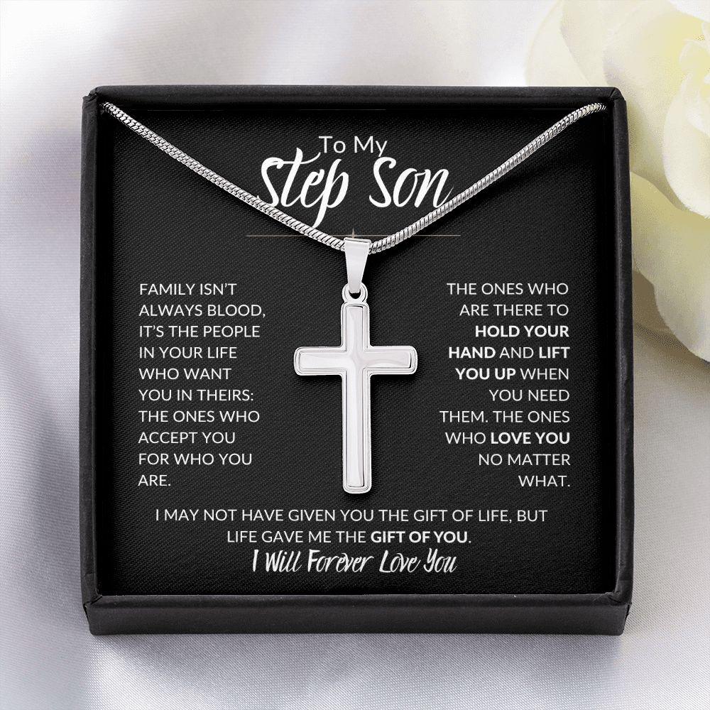 To My Step Son | You are my Greatest Gift | Cross Necklace - ALL4THEGIFTOFIT