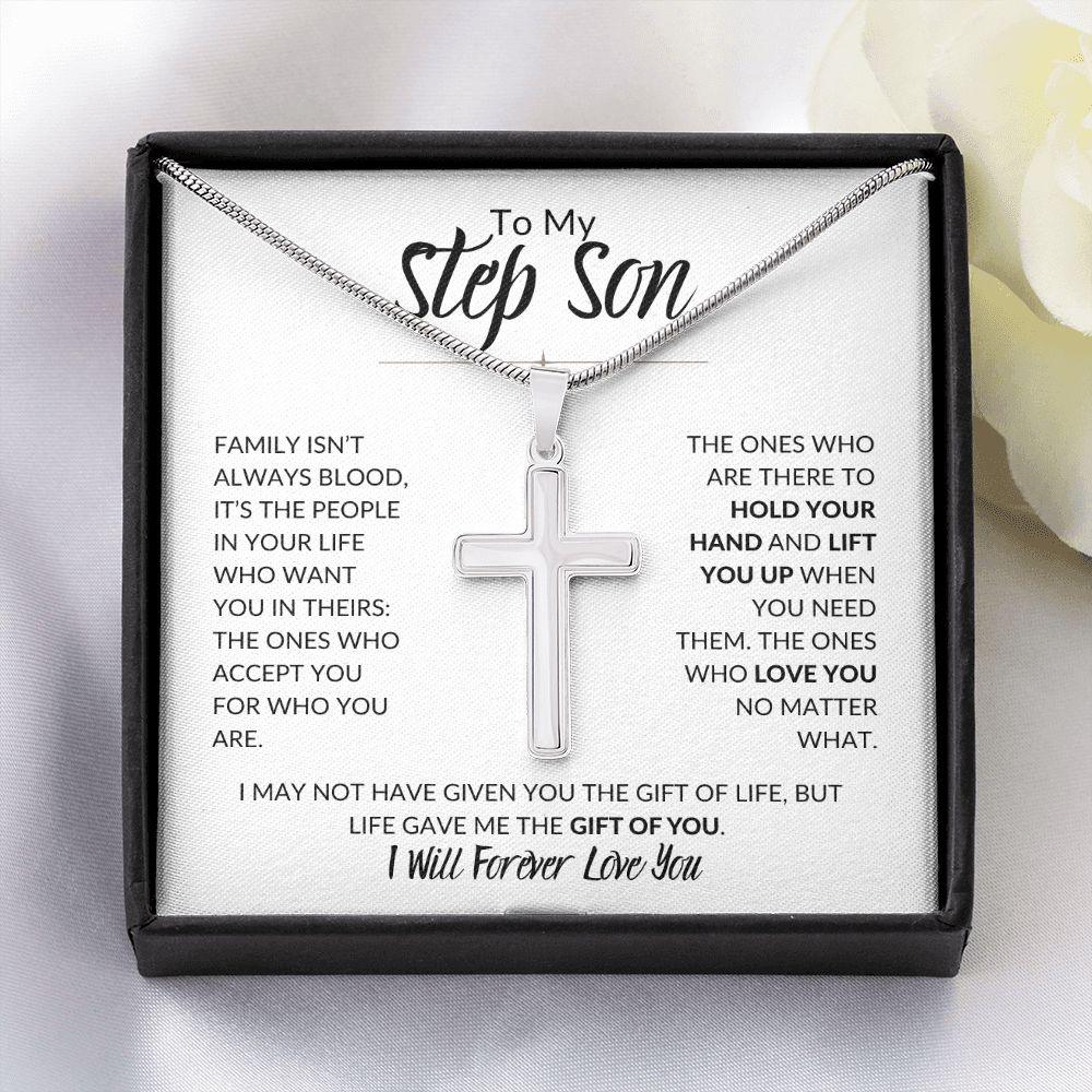 To My Step Son | I Will Forever Love You | Cross Necklace - ALL4THEGIFTOFIT
