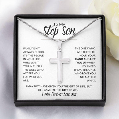 To My Step Son | I Will Forever Love You | Cross Necklace - ALL4THEGIFTOFIT