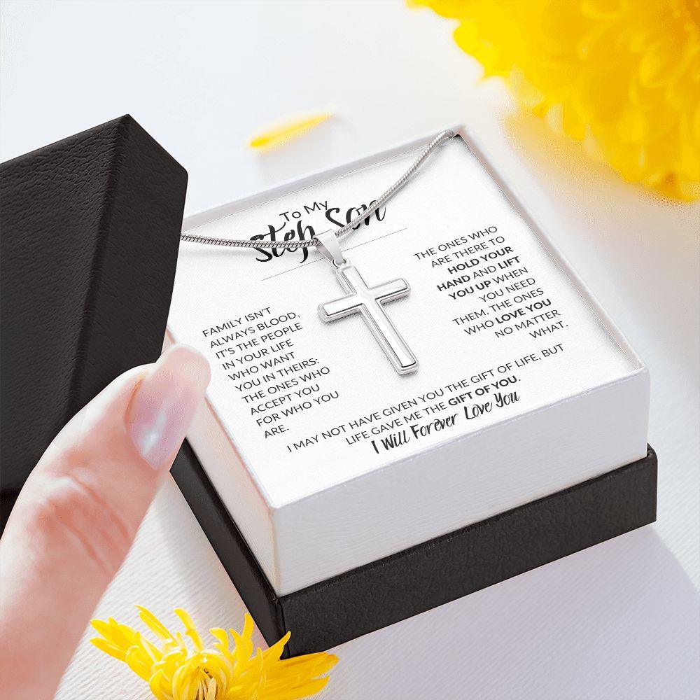 To My Step Son | I Will Forever Love You | Cross Necklace - ALL4THEGIFTOFIT