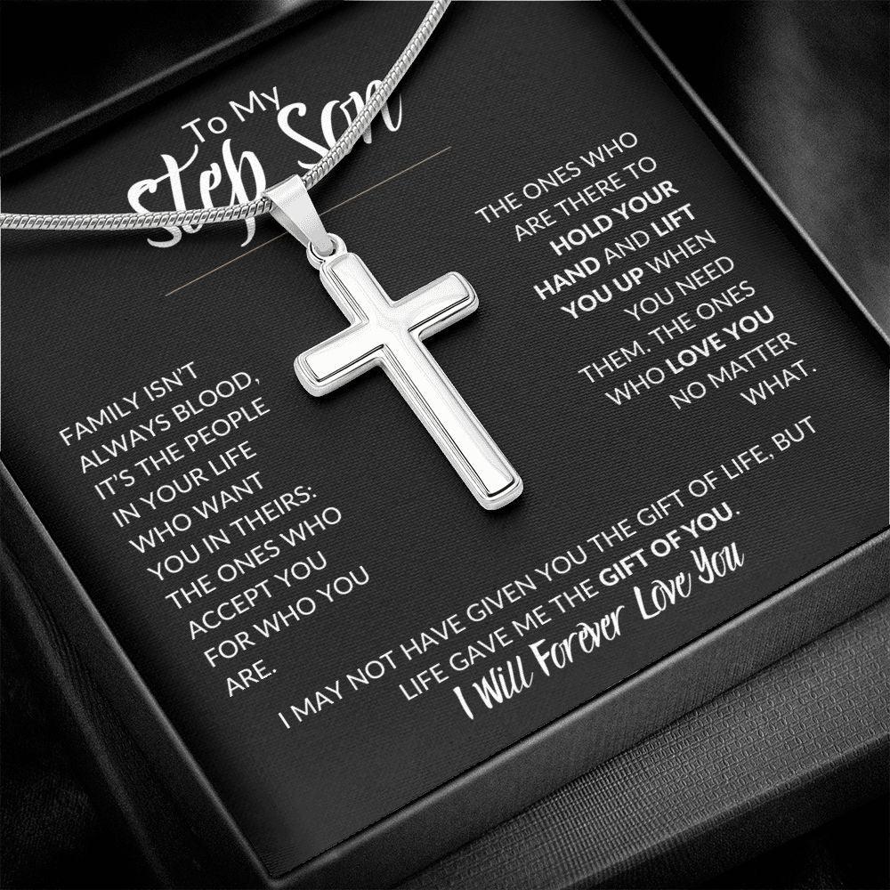 To My Step Son | You are my Greatest Gift | Cross Necklace - ALL4THEGIFTOFIT