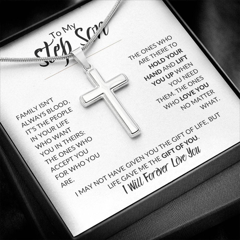 To My Step Son | I Will Forever Love You | Cross Necklace - ALL4THEGIFTOFIT