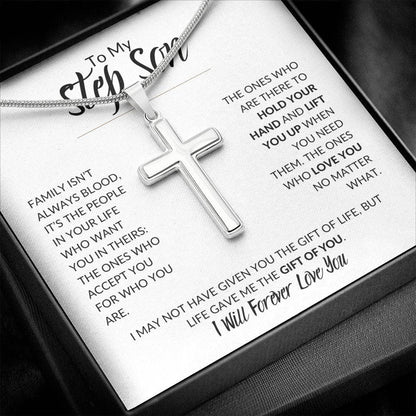 To My Step Son | I Will Forever Love You | Cross Necklace - ALL4THEGIFTOFIT