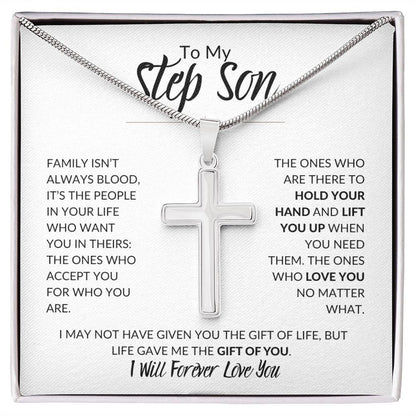 To My Step Son | I Will Forever Love You | Cross Necklace - ALL4THEGIFTOFIT