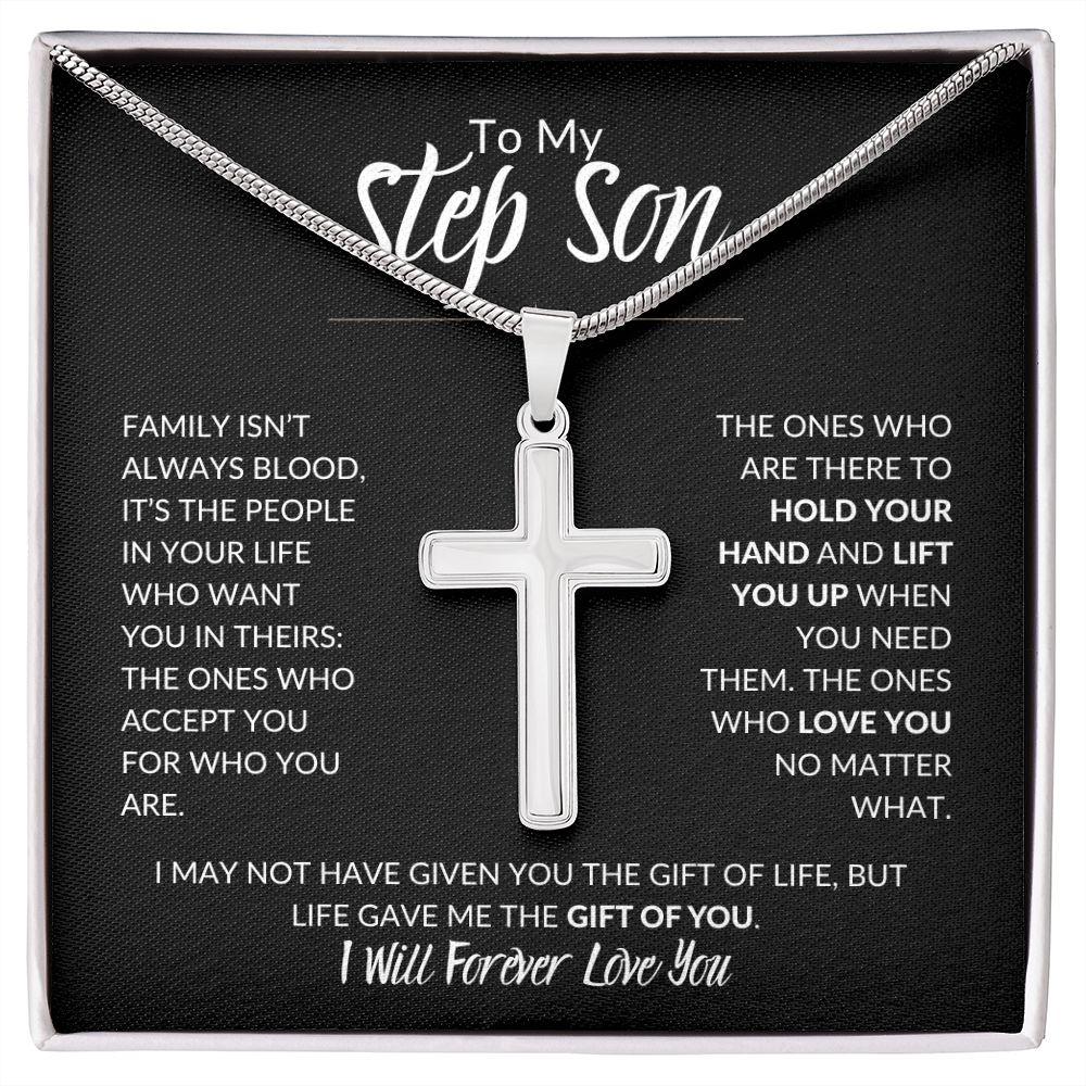 To My Step Son | You are my Greatest Gift | Cross Necklace - ALL4THEGIFTOFIT