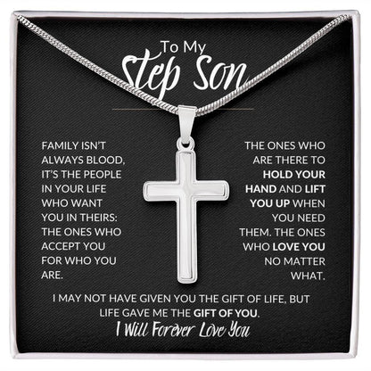 To My Step Son | You are my Greatest Gift | Cross Necklace - ALL4THEGIFTOFIT