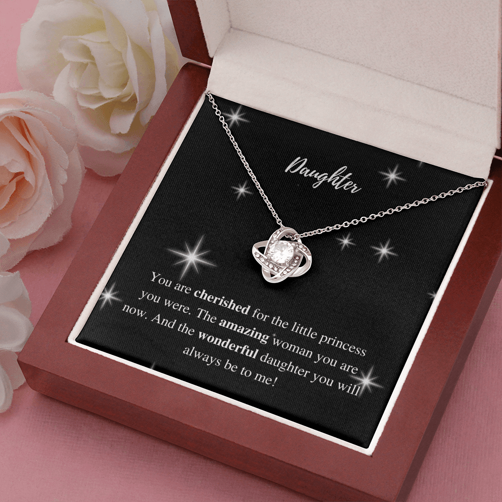 Daughter | You are Cherished | Love Knot Necklace - ALL4THEGIFTOFIT