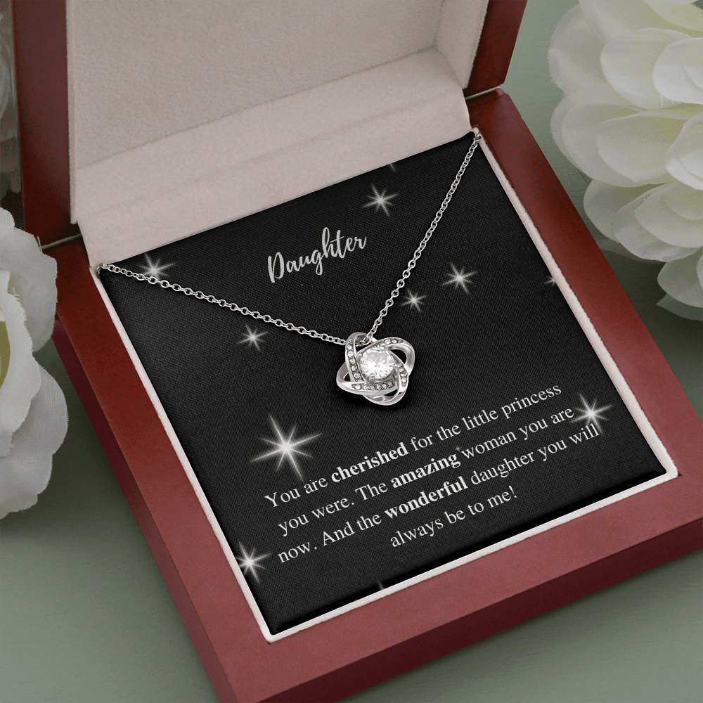 Daughter | You are Cherished | Love Knot Necklace - ALL4THEGIFTOFIT