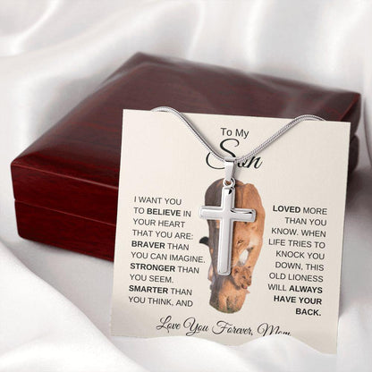 To My Son - You are Brave, Strong & Smart | Cross Necklace - ALL4THEGIFTOFIT