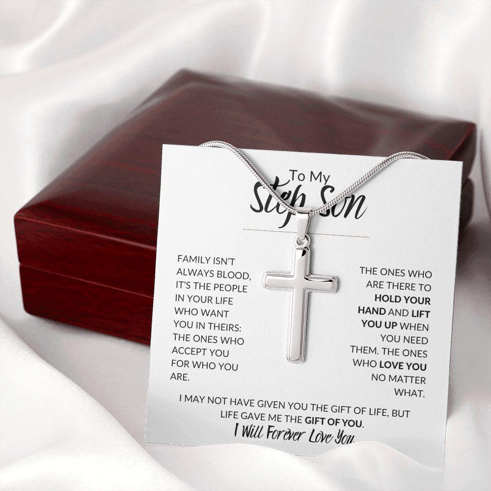 To My Step Son | I Will Forever Love You | Cross Necklace - ALL4THEGIFTOFIT