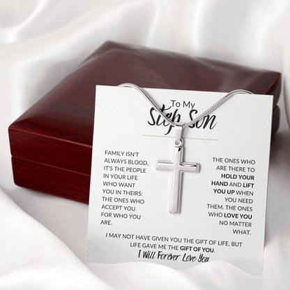 To My Step Son | I Will Forever Love You | Cross Necklace - ALL4THEGIFTOFIT