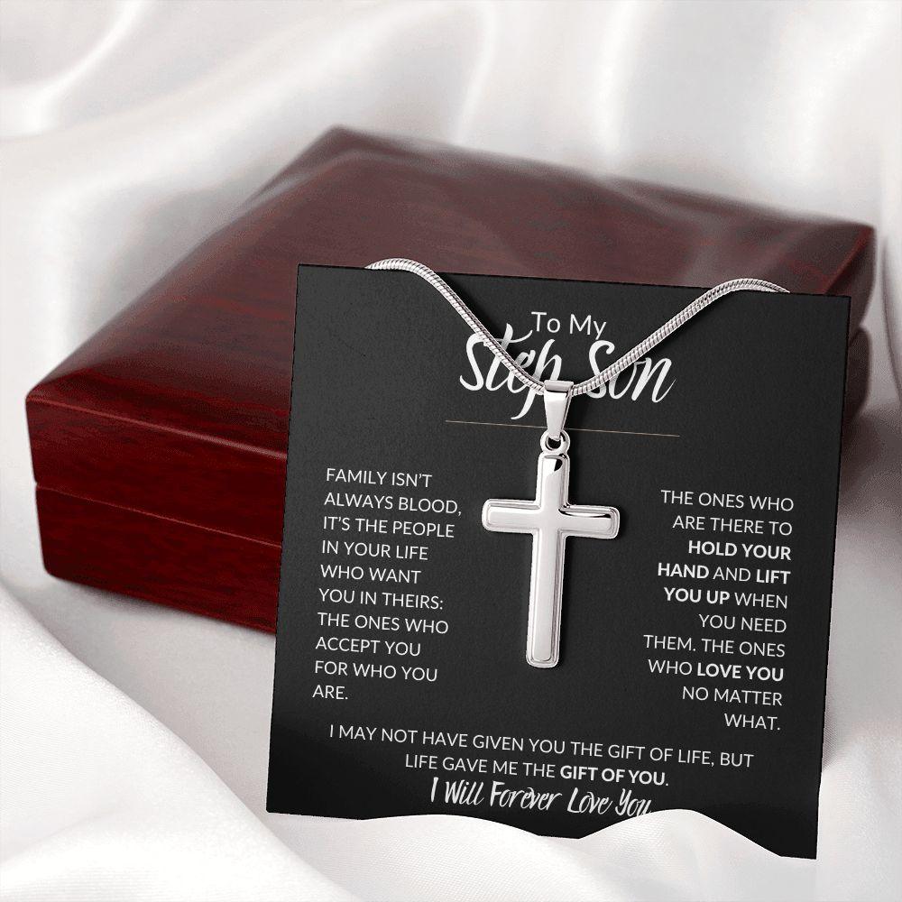 To My Step Son | You are my Greatest Gift | Cross Necklace - ALL4THEGIFTOFIT