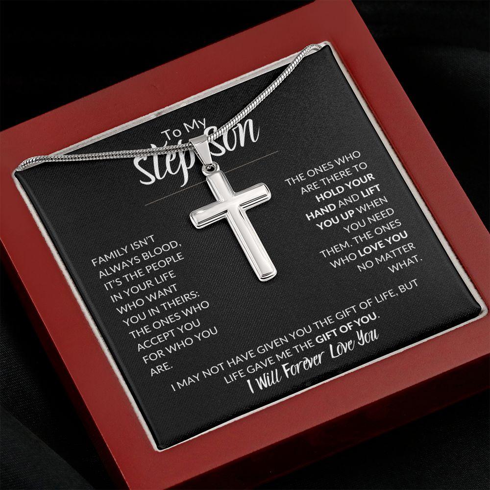 To My Step Son | You are my Greatest Gift | Cross Necklace - ALL4THEGIFTOFIT
