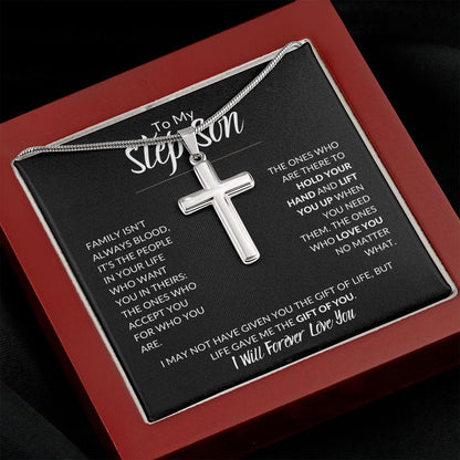 To My Step Son | You are my Greatest Gift | Cross Necklace - ALL4THEGIFTOFIT