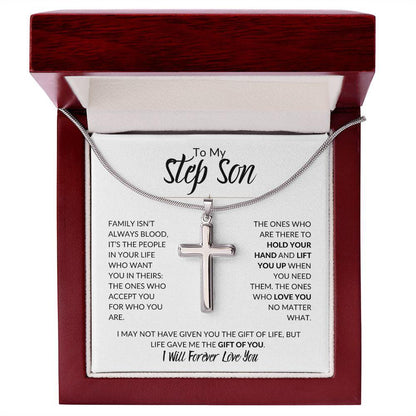 To My Step Son | I Will Forever Love You | Cross Necklace - ALL4THEGIFTOFIT