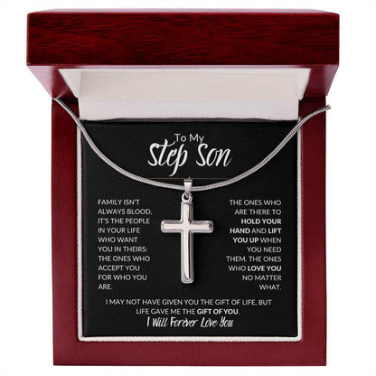 To My Step Son | You are my Greatest Gift | Cross Necklace - ALL4THEGIFTOFIT